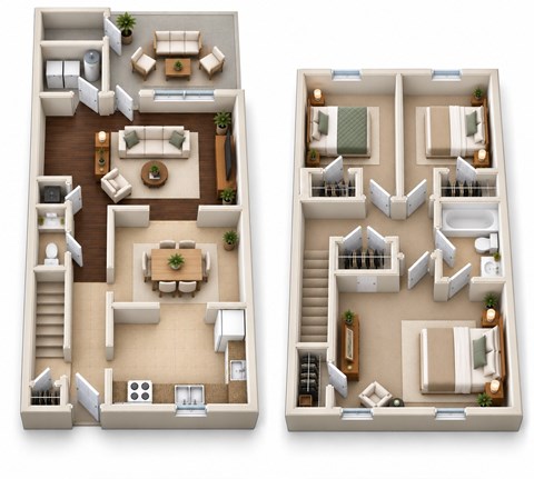 Floor plan for 3 beds, 1.5 baths, 1216 sqft